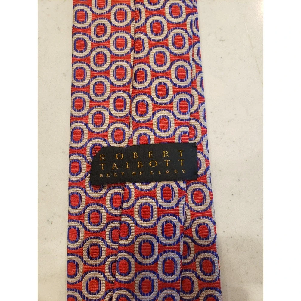 ROBERT TALBOTT Best of Class Mens Silk Necktie‎ Designer, red w/ circles print